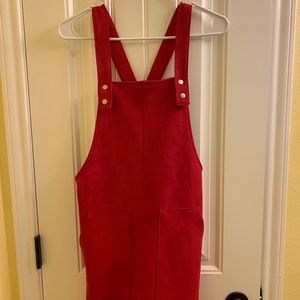 Red suede pinafore
